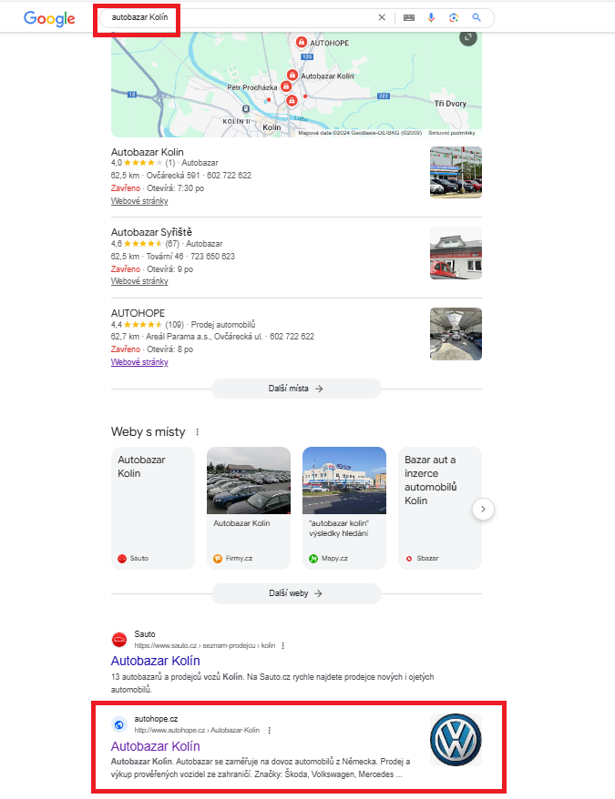 Autobazar Kolín - web